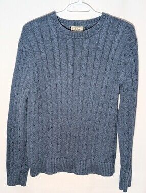 L.L. Bean Men’s Blue Coarse Cable Knit Crewneck Sweater